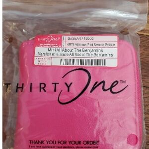 Thirty-One Vibrant Pink Wallet Mini Card Hibiscus Pink Smooth Pebble NWT